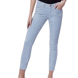 PAIGE Blue and White Striped Pants